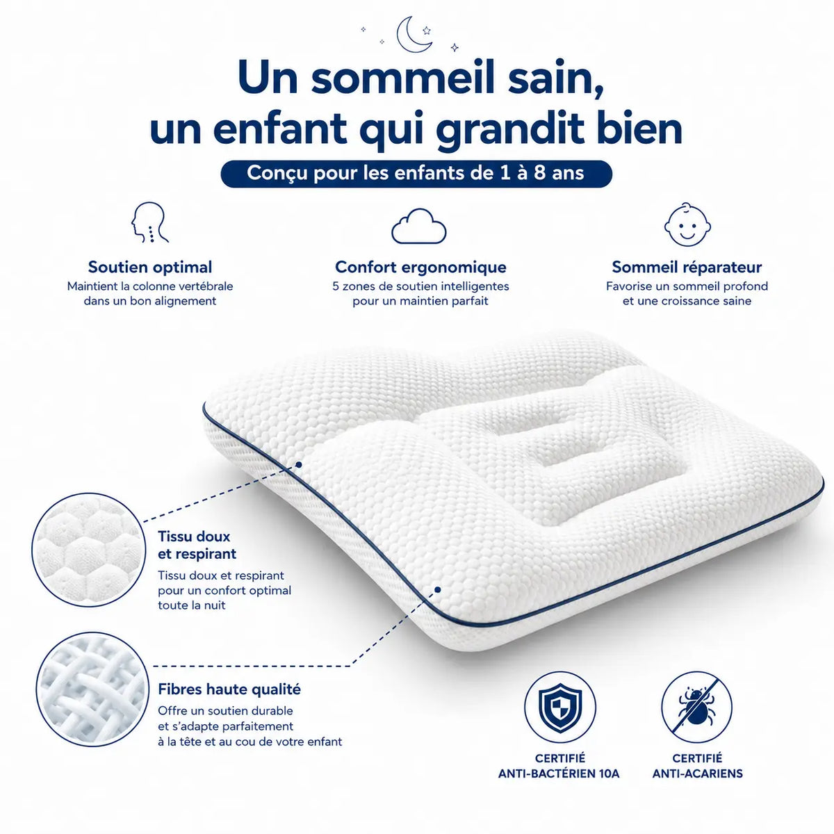 MÖLI - Oreiller ergonomique pour enfant